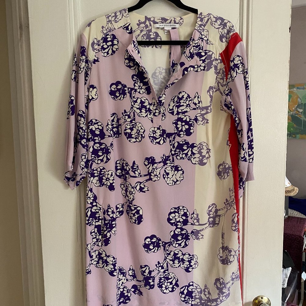 Diane Von Furstenberg 3/4 Sleeve Floral Dress - 10
